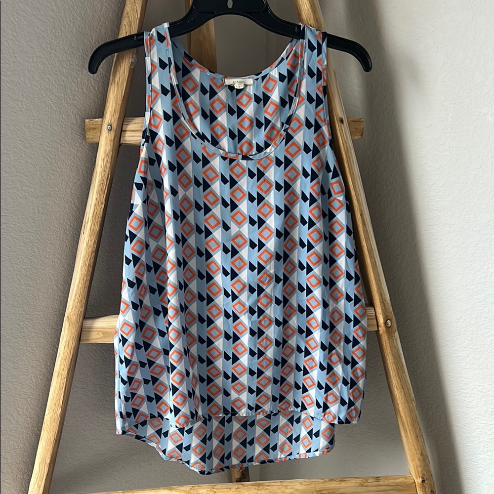 Pleione Blue and Orange Geometric Tank Top